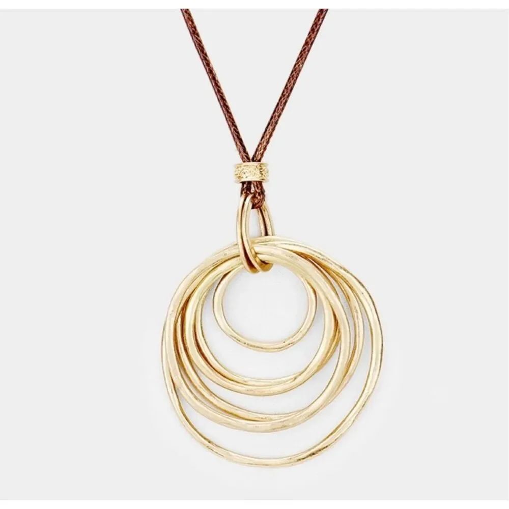 New Womens Owls Nest Jewelry Boutique Gold Hammered Hoop Necklace